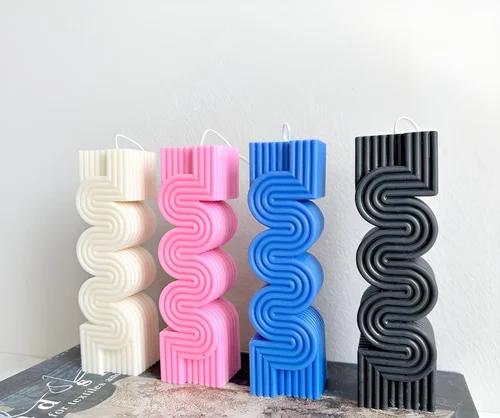 Abstract Wave Soy Wax Pillar Candle (pack Of 10)